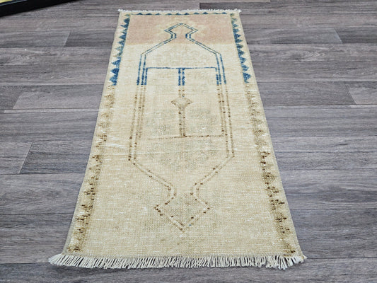 18x36 inches Neutral Vintage Doormat - Turkish Bath mat - Vintage Oushak Doormat for Front of door