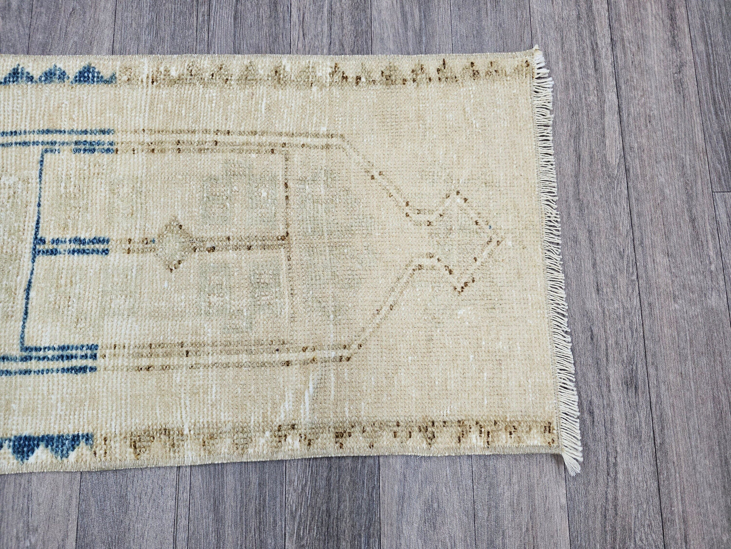 Neutral Oushak Doormat Handmade - 18x36 inches