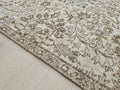 Small Hand-Knotted Wool Oushak Rug: Neutral Turkish Entryway Carpet (4.20x7.40 ft)