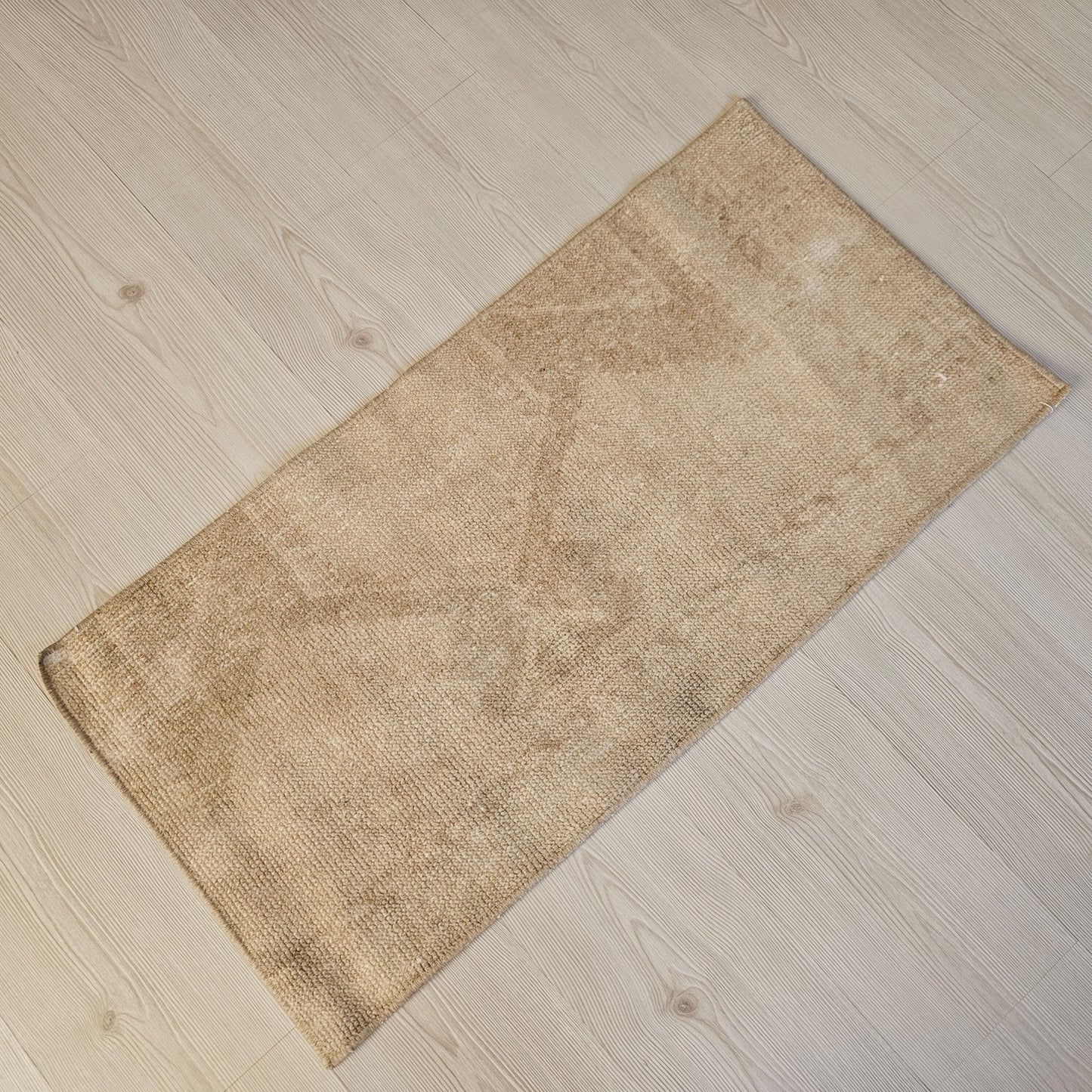 20x40 inches Neutral Vintage HandKnotted Doormat - Turkish Bath Mat - Mini Wool Rug