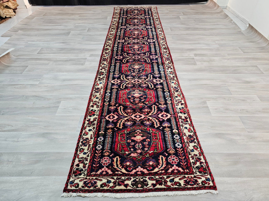 3x14 Long Antique Wool Traditional Runner Rug for Stairs and Corridor //3.30x14 feet
