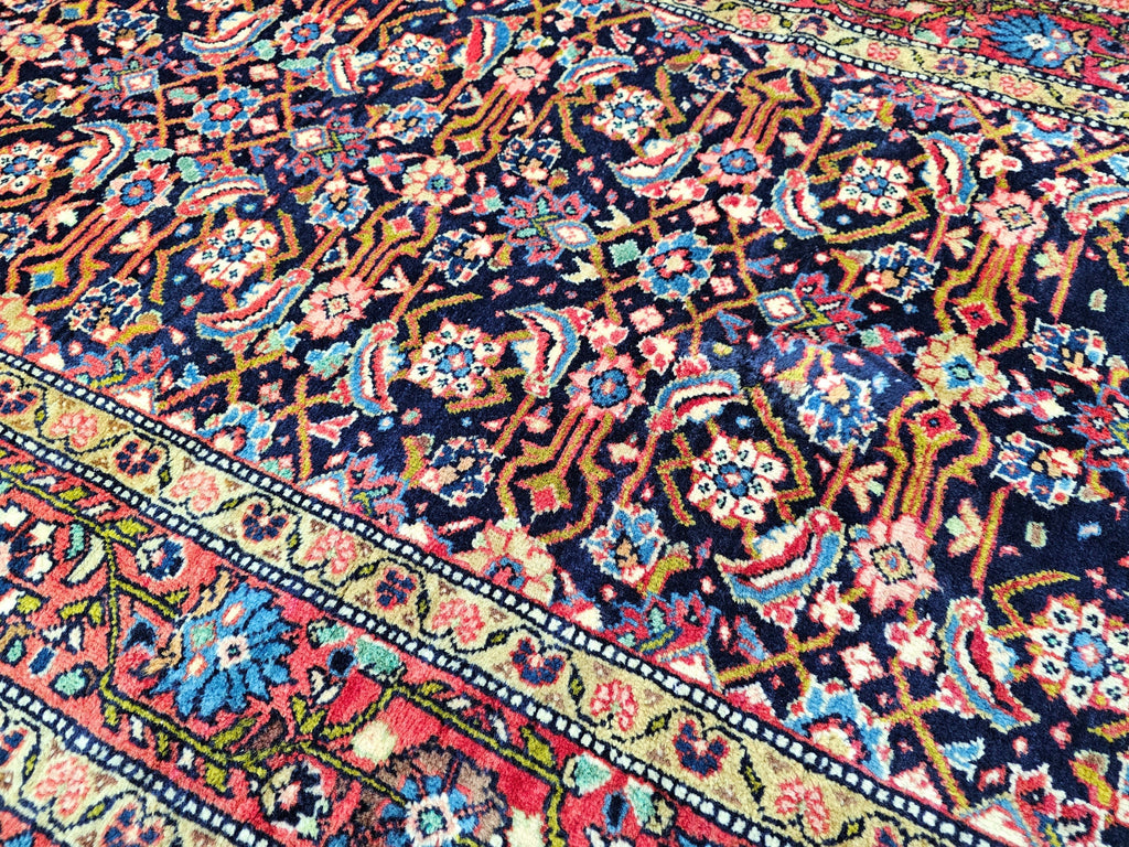 Hand Knotted Wool Turkish Runner Rug: Vintage Anatolian Design (3.90x10.50 ft)