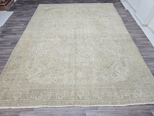 10x12 Neutral Vintage Muted Turkish Area Rug Tan Beige Brown