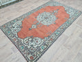 Hand Knotted Wool Turkish Rug: 5x8 Vintage Oushak Accent Rug