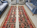 Vintage Oushak Kilim Runner Rug: Double Wing Anatolian Wool Rug
