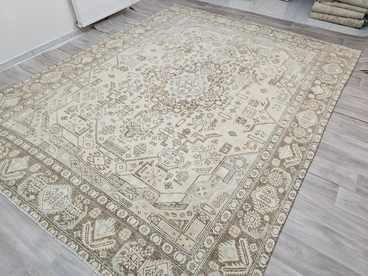 10x12 Neutral Vintage Turkish Oushak Area Rug //9.80x12.50 feet