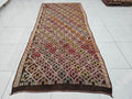 Vintage Turkish Kilim Runner: Handwoven Wool Rug, 4x10 Tribal Hallway