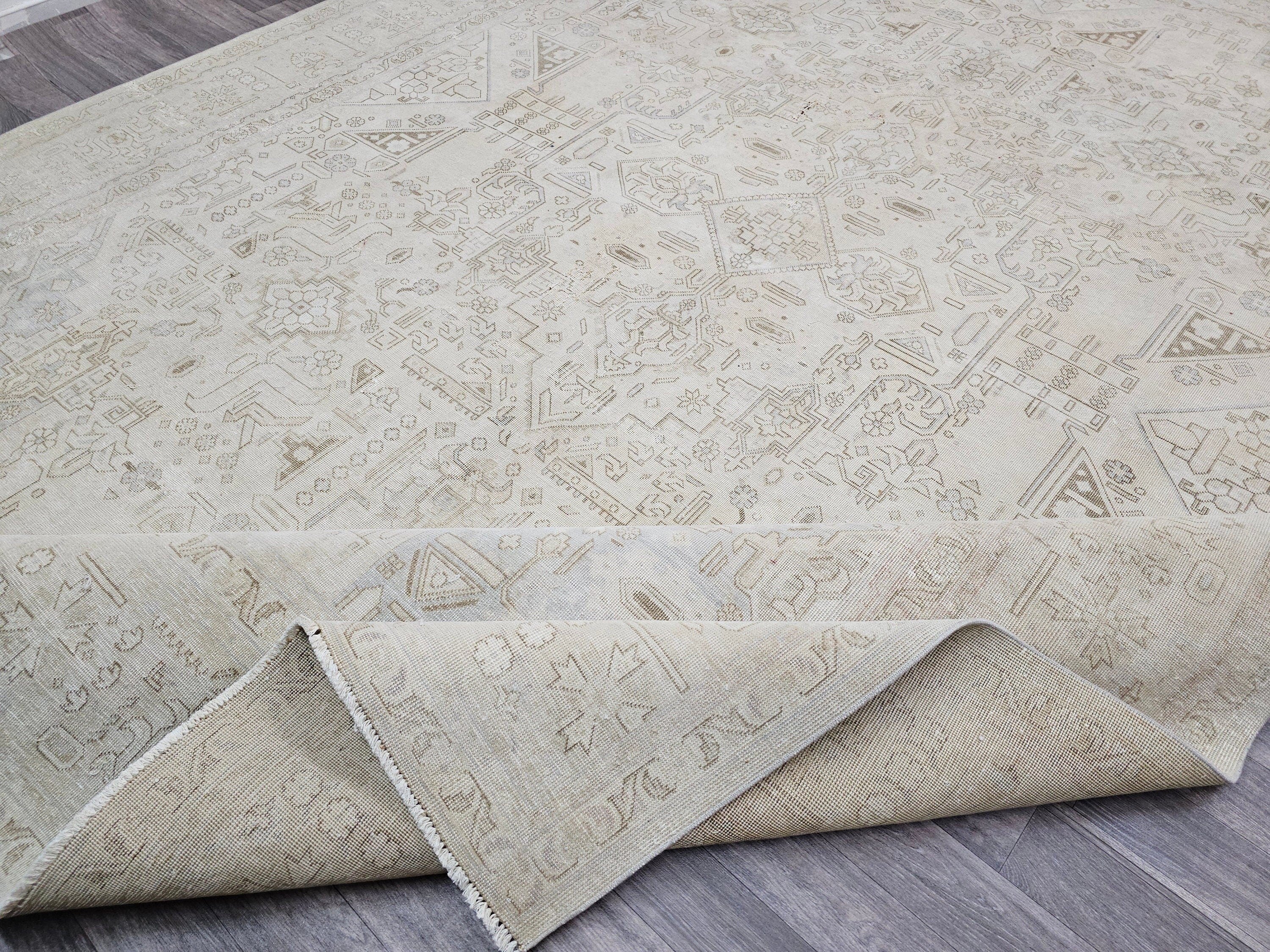 9x12 Vintage Oushak Rug: Hand-Knotted Distressed Wool Area Rug