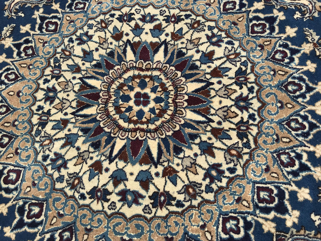 Handknotted Oushak Round Rug: 6.56 ft Vintage Turkish Rug