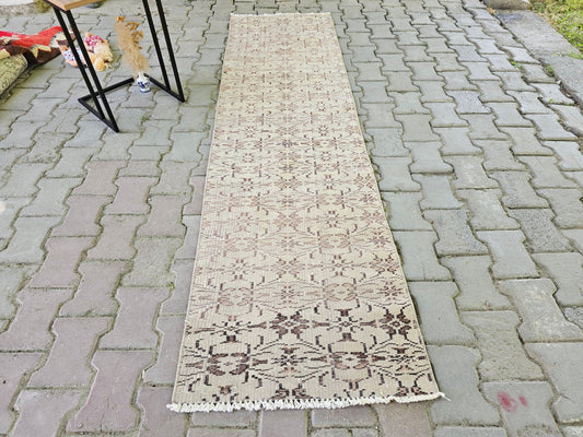 2x8 Turkish Runner - Short Oushak Runner - Vintage Runner for Master Bathroom - Handmade Runner For Aisle and Corridor - Scandinavian Decor