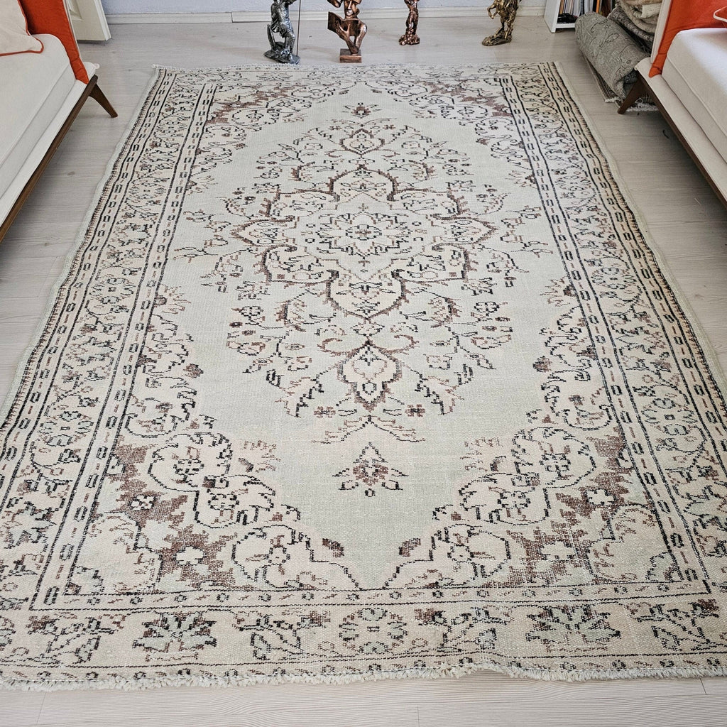 Oushak Rug 6x9, Handmade Wool Turkish Rug