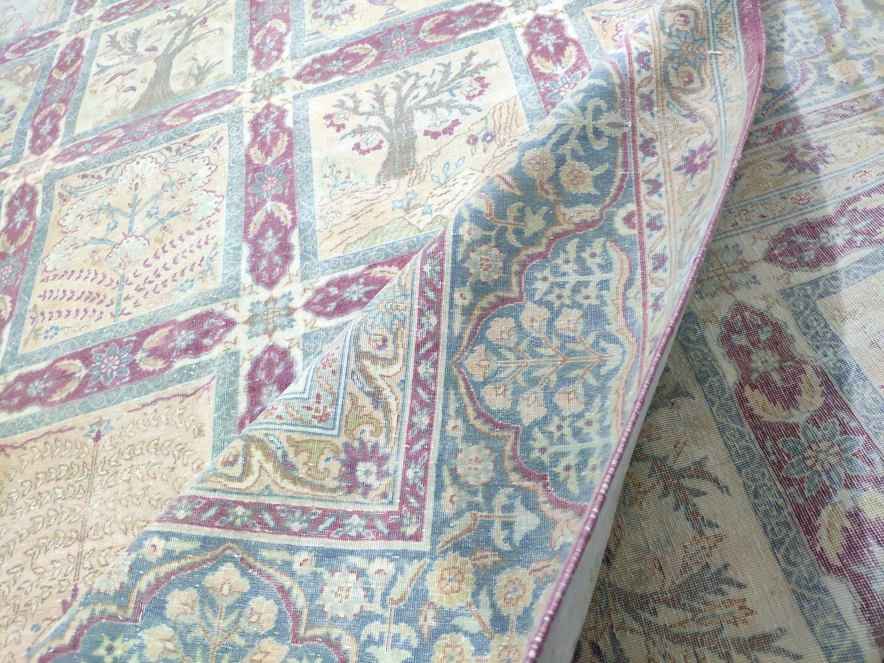 10x13 Antique Hand-Knotted Wool Persian Rug: Retro Farmhouse Decor