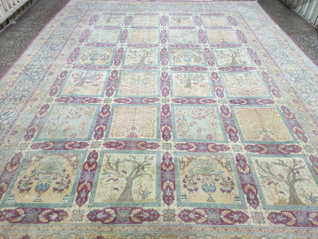 10x13 Antique Hand-Knotted Wool Persian Rug: Retro Farmhouse Decor