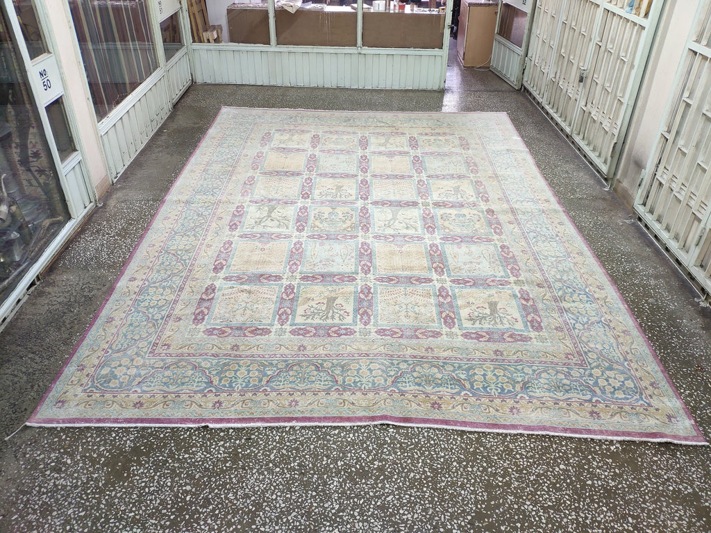 10x13 Antique Hand-Knotted Wool Persian Rug: Retro Farmhouse Decor