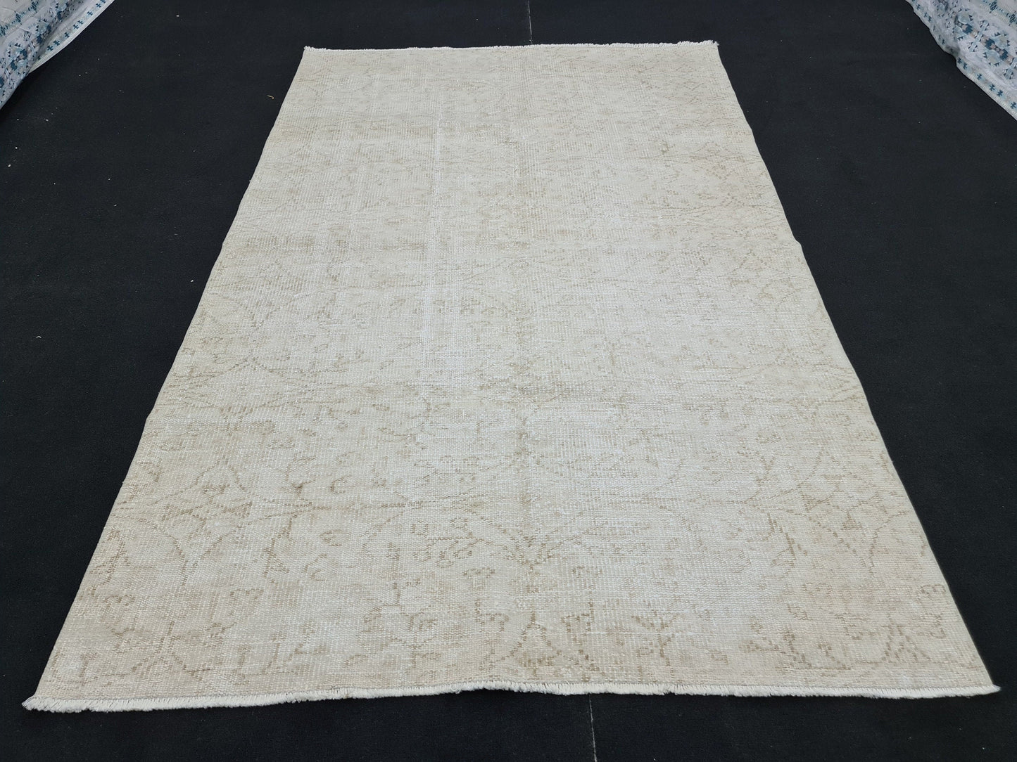 reserved - 5x8 feet Neutral Cream Turkish Rug/ Hand Knotted Wool Oushak Rug