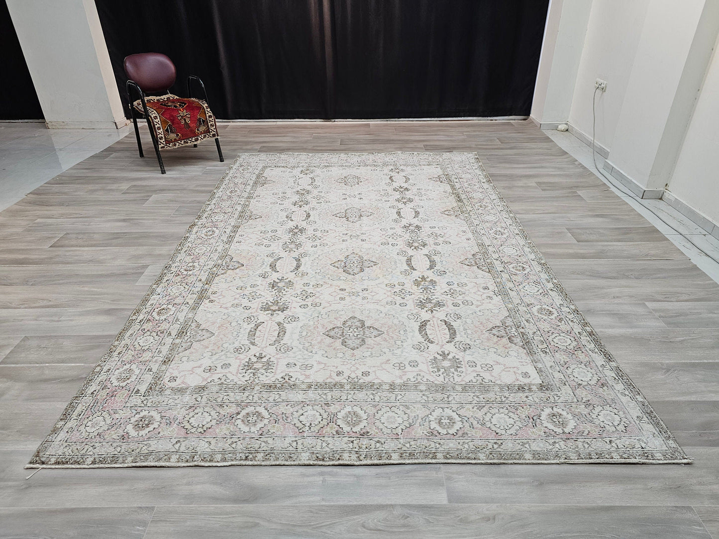 Reserved-7x10 Cream Turkish Oushak Rug