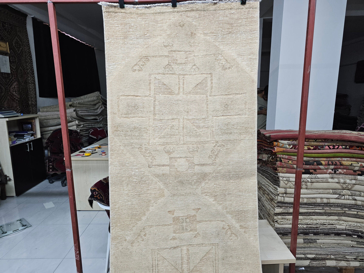 3x12 Vintage Neutral Turkish Runner Rug