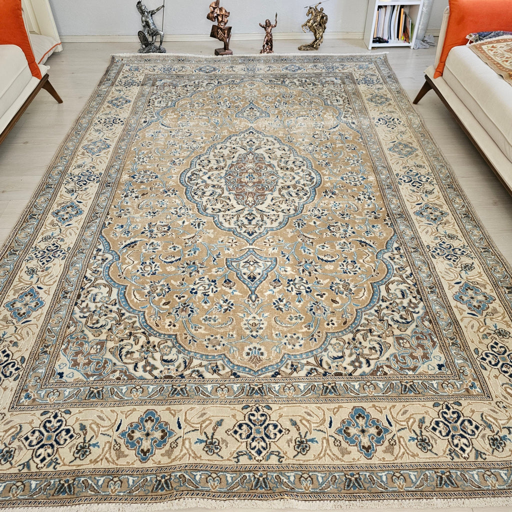 Vintage Turkish Oushak Rug 6x10: Hand-Knotted Wool Medallion Carpet