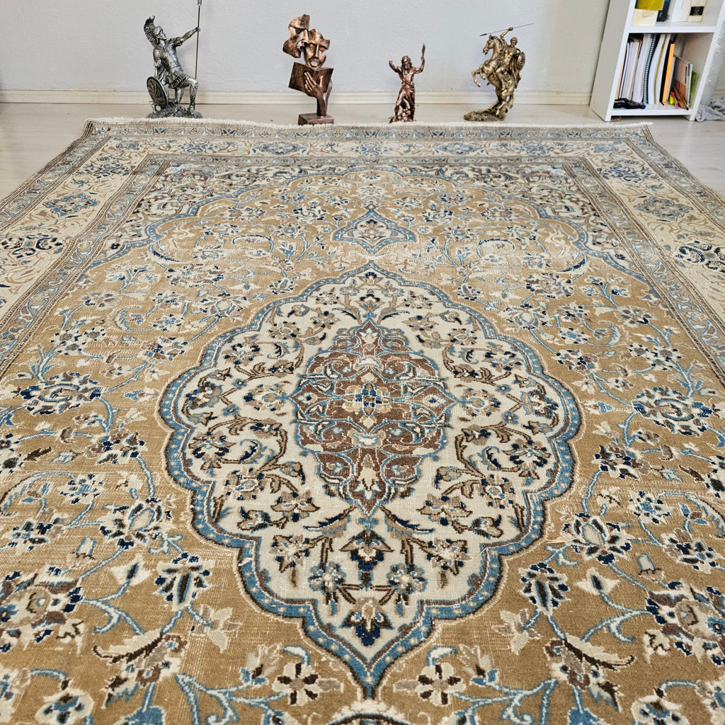 Vintage Turkish Oushak Rug 6x10: Hand-Knotted Wool Medallion Carpet