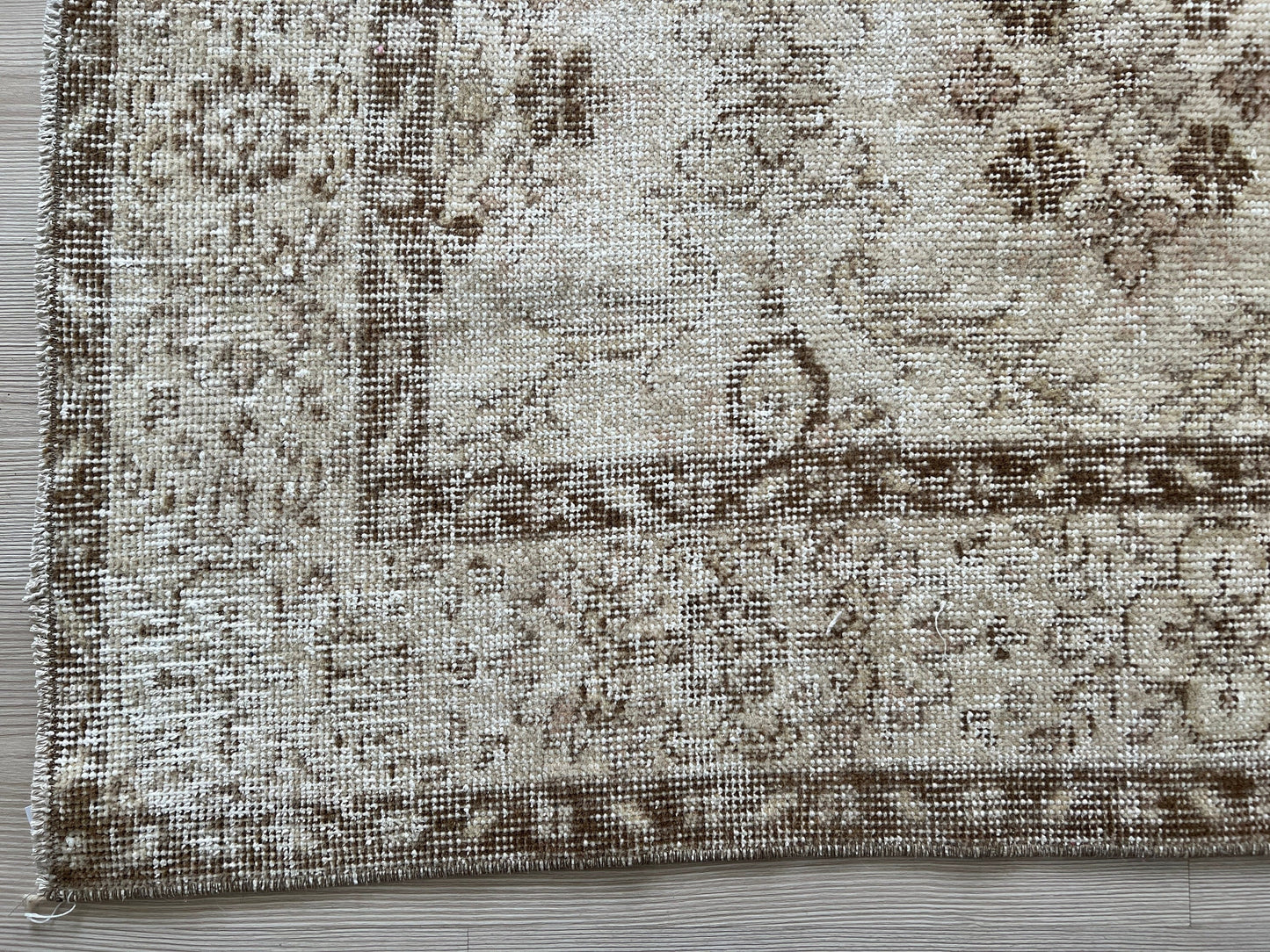 Cream Vintage Turkish Rug // 6.40x10.45 feet // Hand knotted Wool Area Rug - Neutral Area Rug for Master Bedroom - Naturel Rug