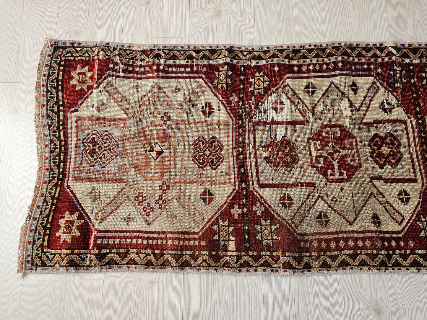 2x8 Antique Wool Runner Rug, Handmade Turkish Runner, Short Oushak Runner for Aisle //2x7.7 feet