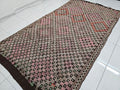 Handmade Wool Checkered Rug: 6x10.75 ft Vintage Eclectic Carpet