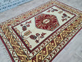 Hand Knotted Wool Rug: 6x9 Vintage Turkish Oushak Geometric Rug