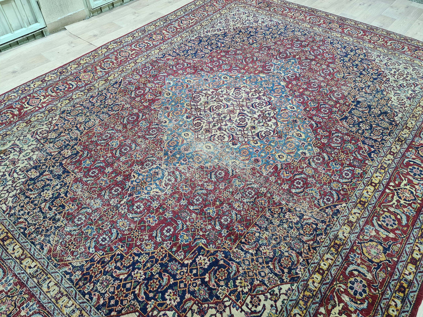 Antique Turkish Keshan Rug - HandKnotted Wool Vegetable Dyed Carpet /9,5x 12,8 feet