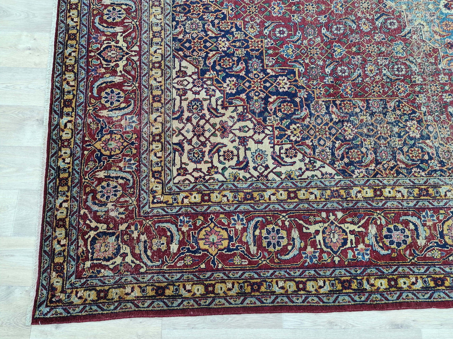 Antique Turkish Keshan Rug - HandKnotted Wool Vegetable Dyed Carpet /9,5x 12,8 feet