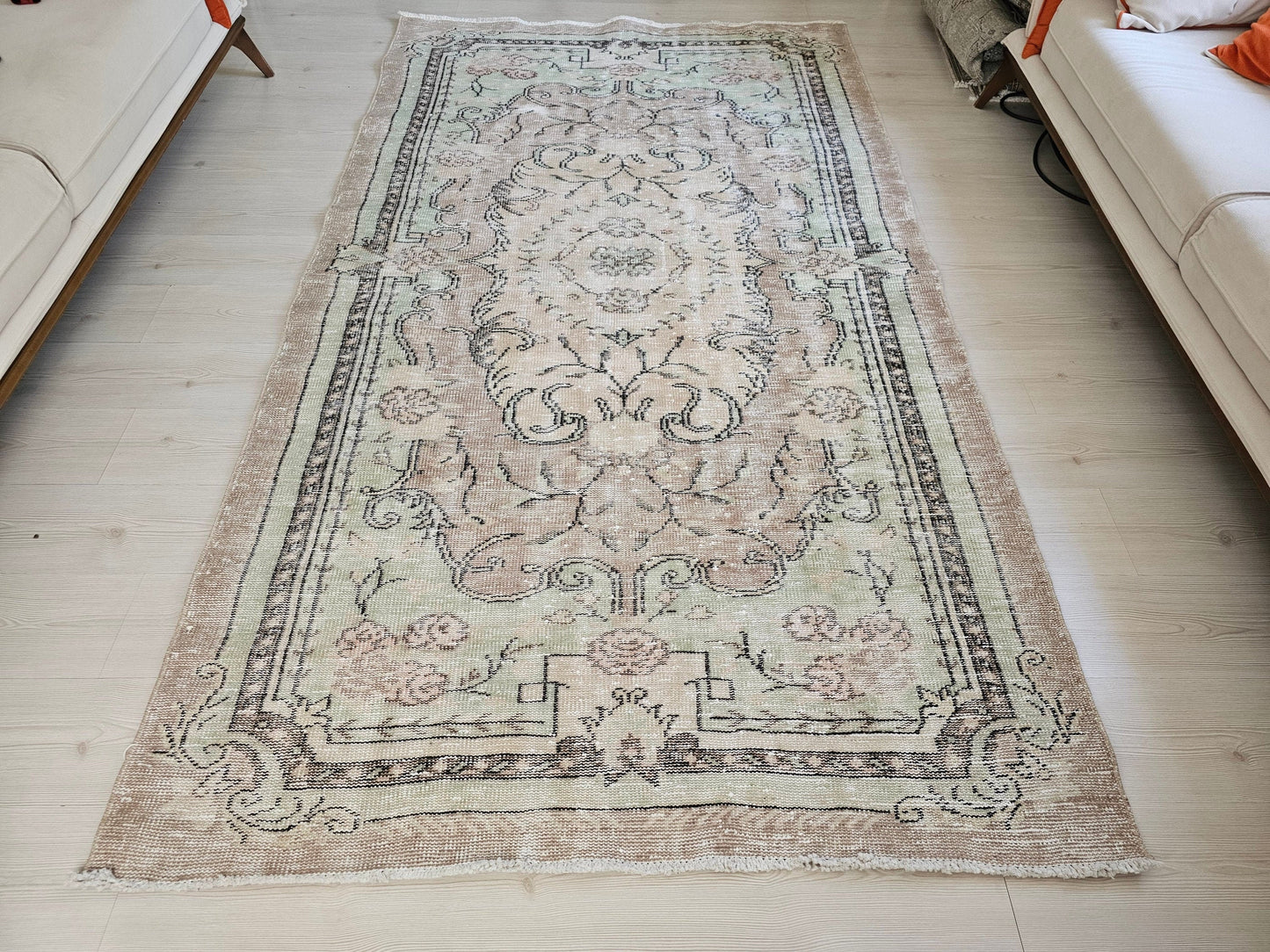 5x9 Handmade Traditional Wool Turkish Area Rug, Authentic Rug for Under Bedroom //4.85x8.75 feet