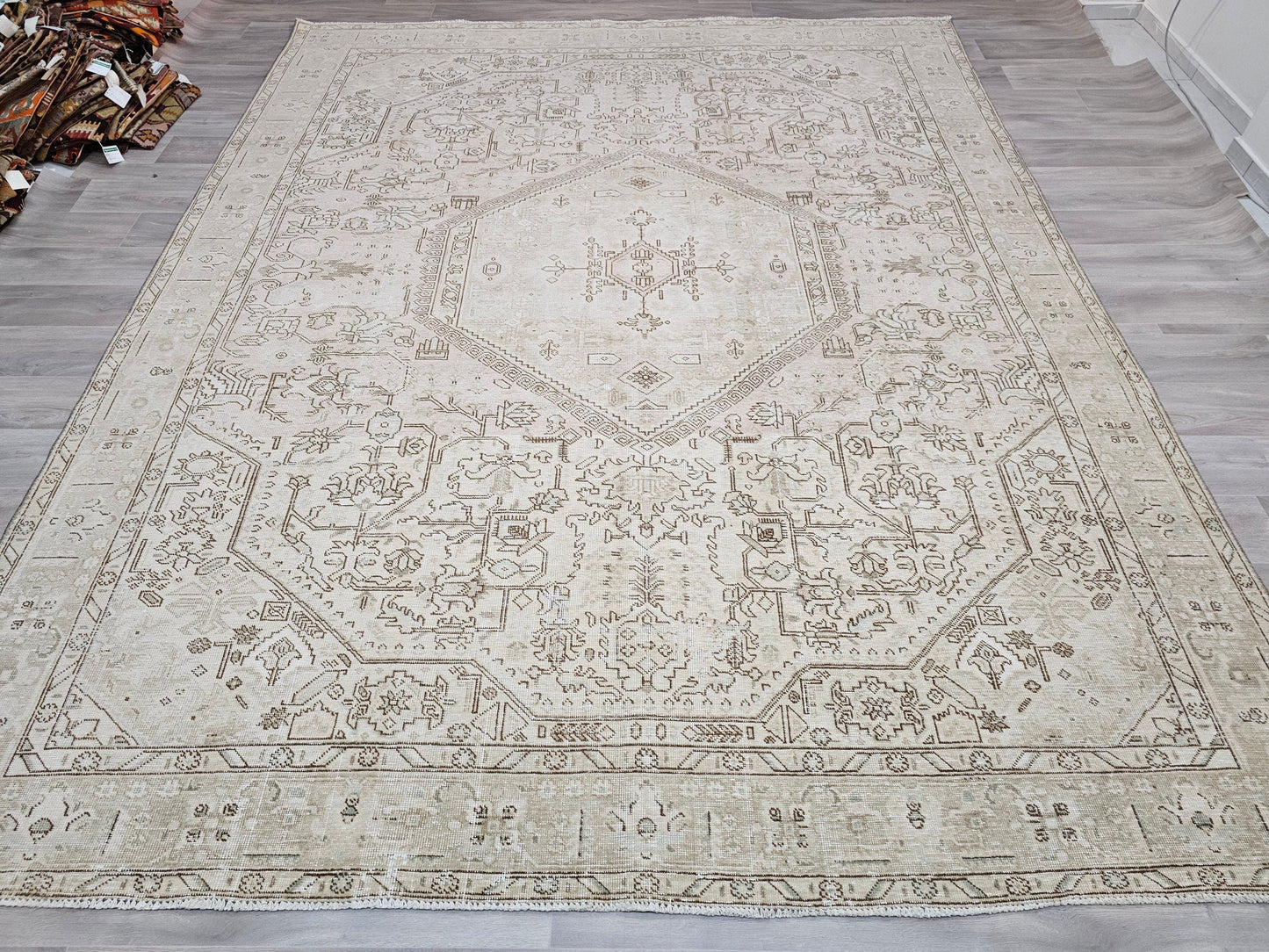 10x12 Vintage Turkish Area Rug for Livingroom - HandKnotted Neutral Persian Design Rug - Oriental Carpet //9.80x12.20 feet