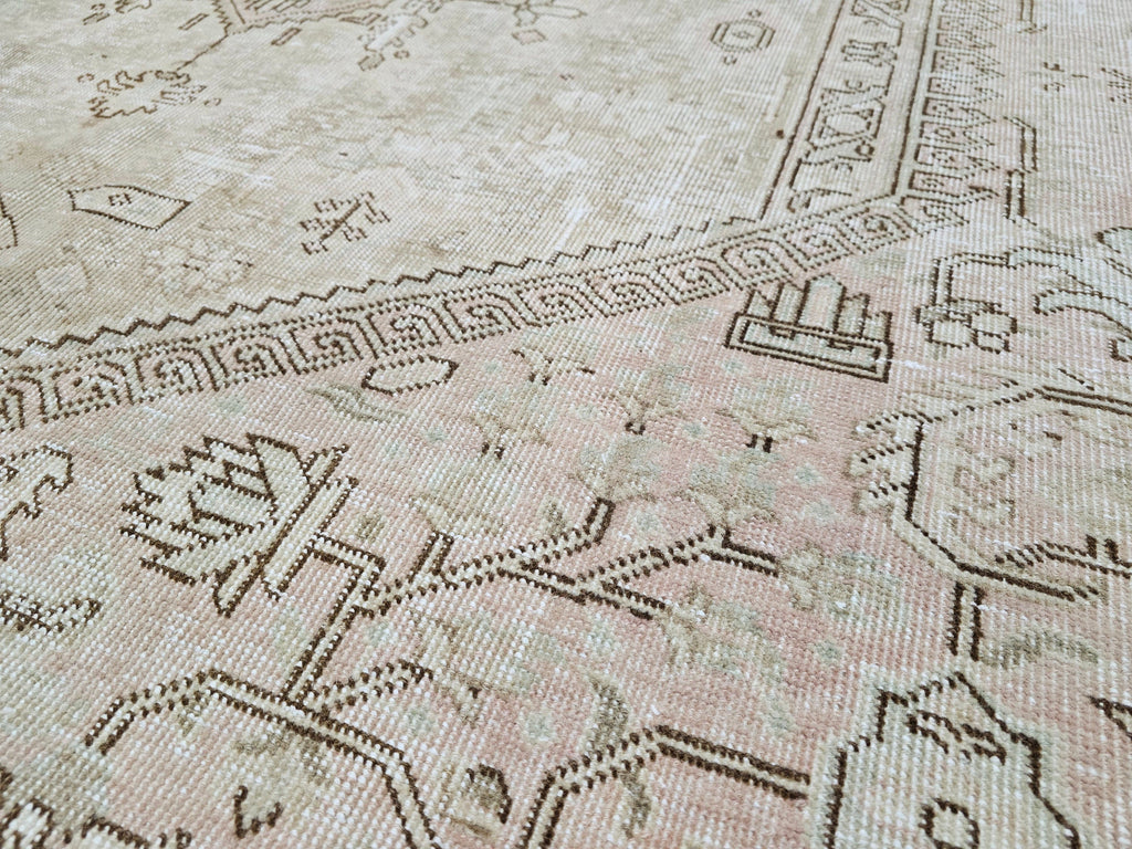 10x12 Vintage Hand-Knotted Turkish Rug: Neutral Persian Design