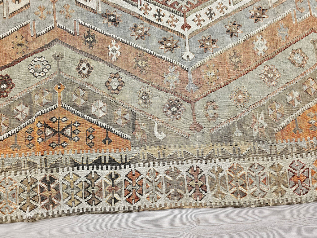 Vintage Turkish Kilim Rug: Handwoven Wool Tribal Area Rug (6.25x13.40 feet)