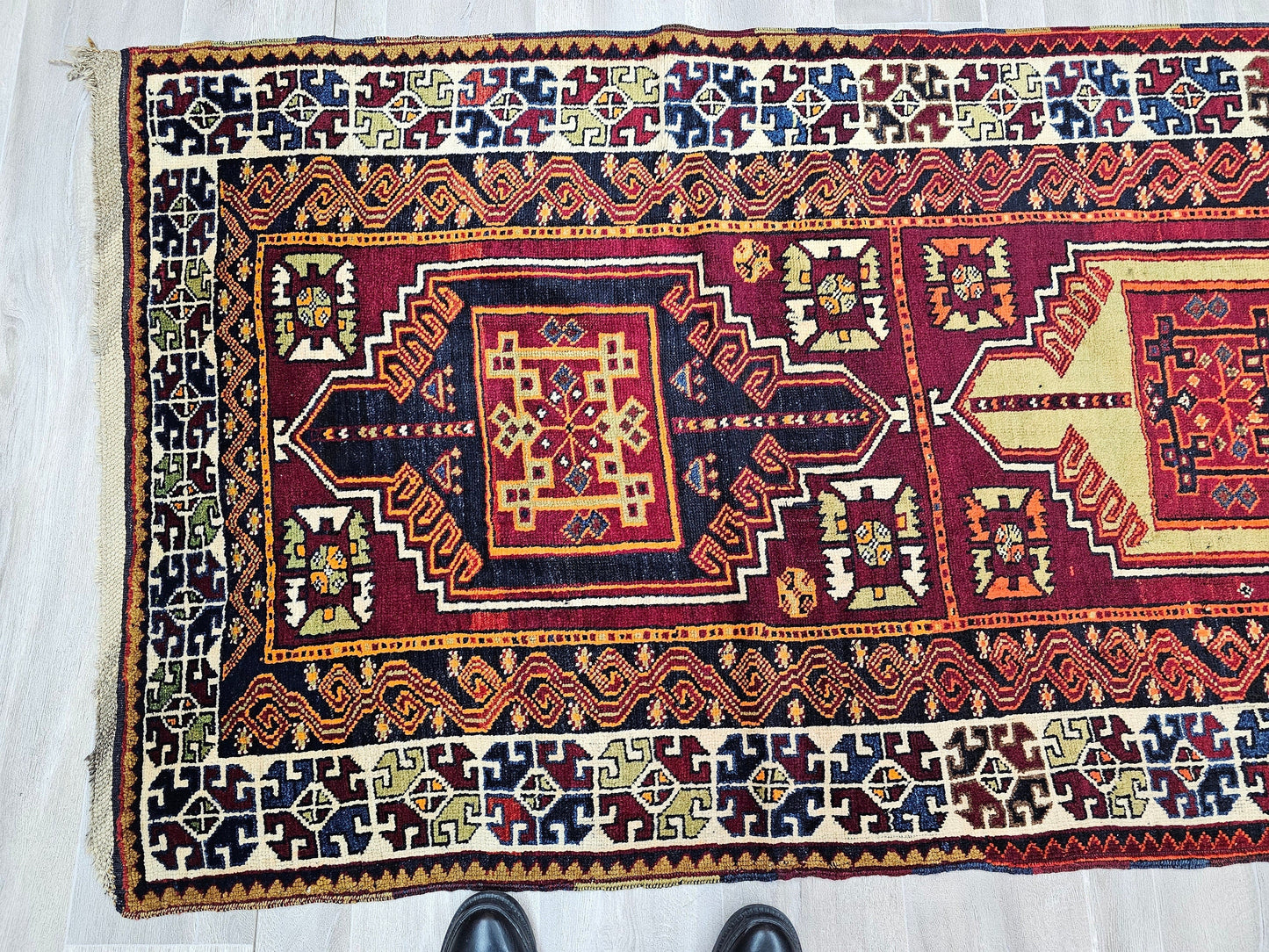 Antique Wool Runner Rug //3.40x9.80 feet