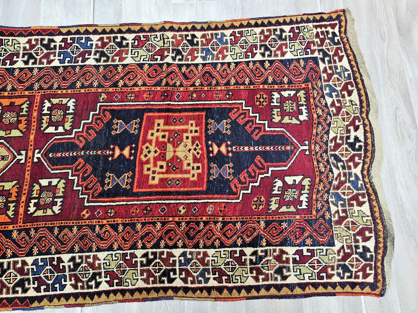 Antique Wool Runner Rug //3.40x9.80 feet