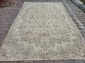 Vintage Oushak Rug 7x10: Handmade Turkish Wool Area Rug