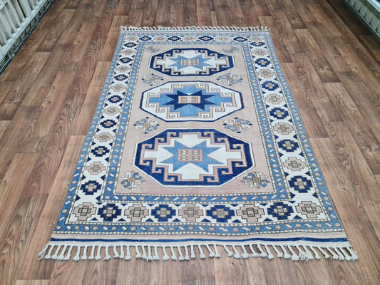 5x8 Handmade Vintage Turkish Rug for Entryway, Office, Dining Room, Living Room, Nursery, Kars