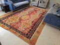 Large Vintage Kilim Rug: Hand-Knotted Wool, 8.25x11.65 ft