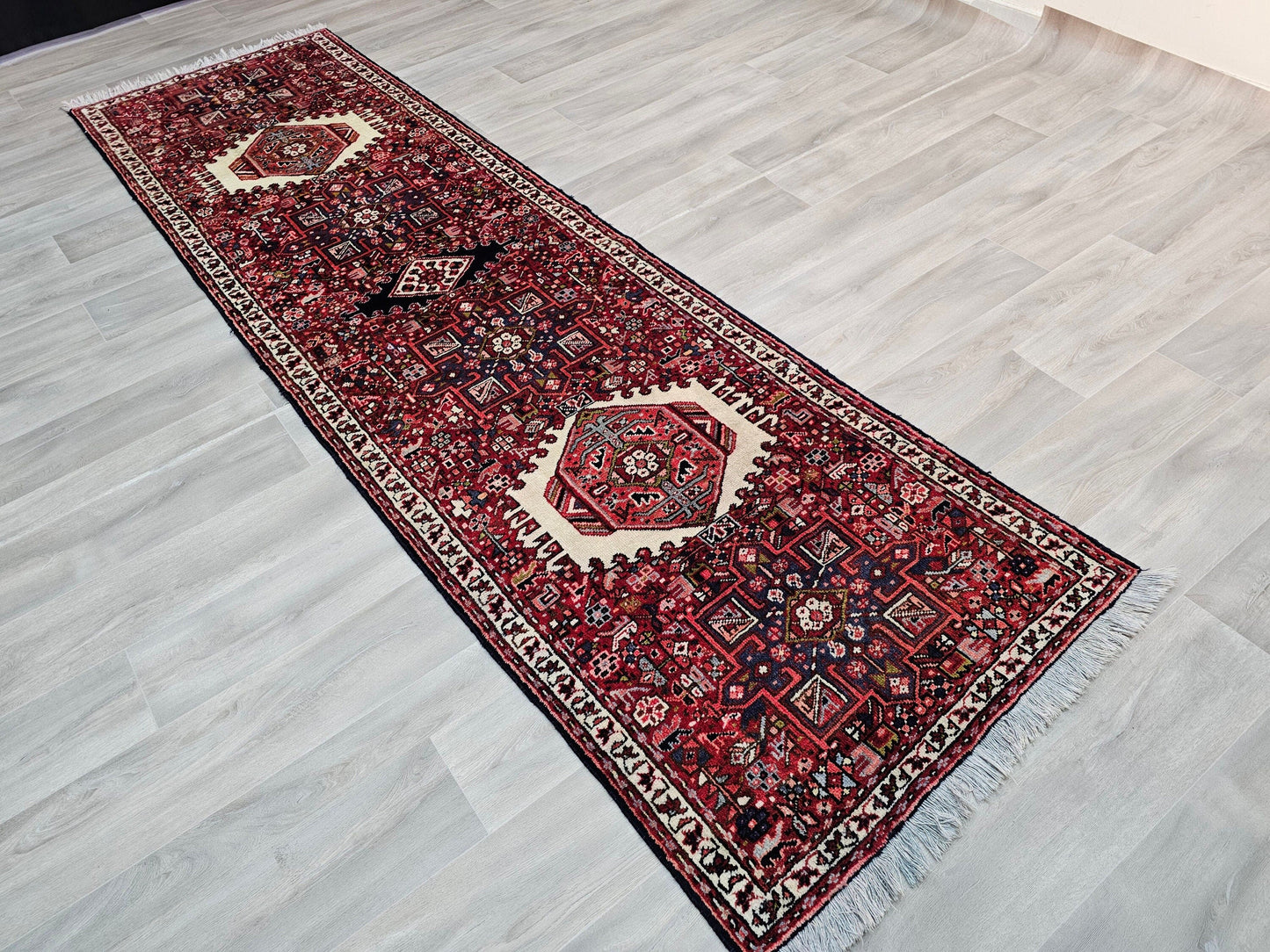 3x11 Classic Vintage Heriz Runner Rug - Antique Wool Runner for Hallway and Kitchen/ Traditional Turkish Oushak Runner  /3.20x11.15 feet