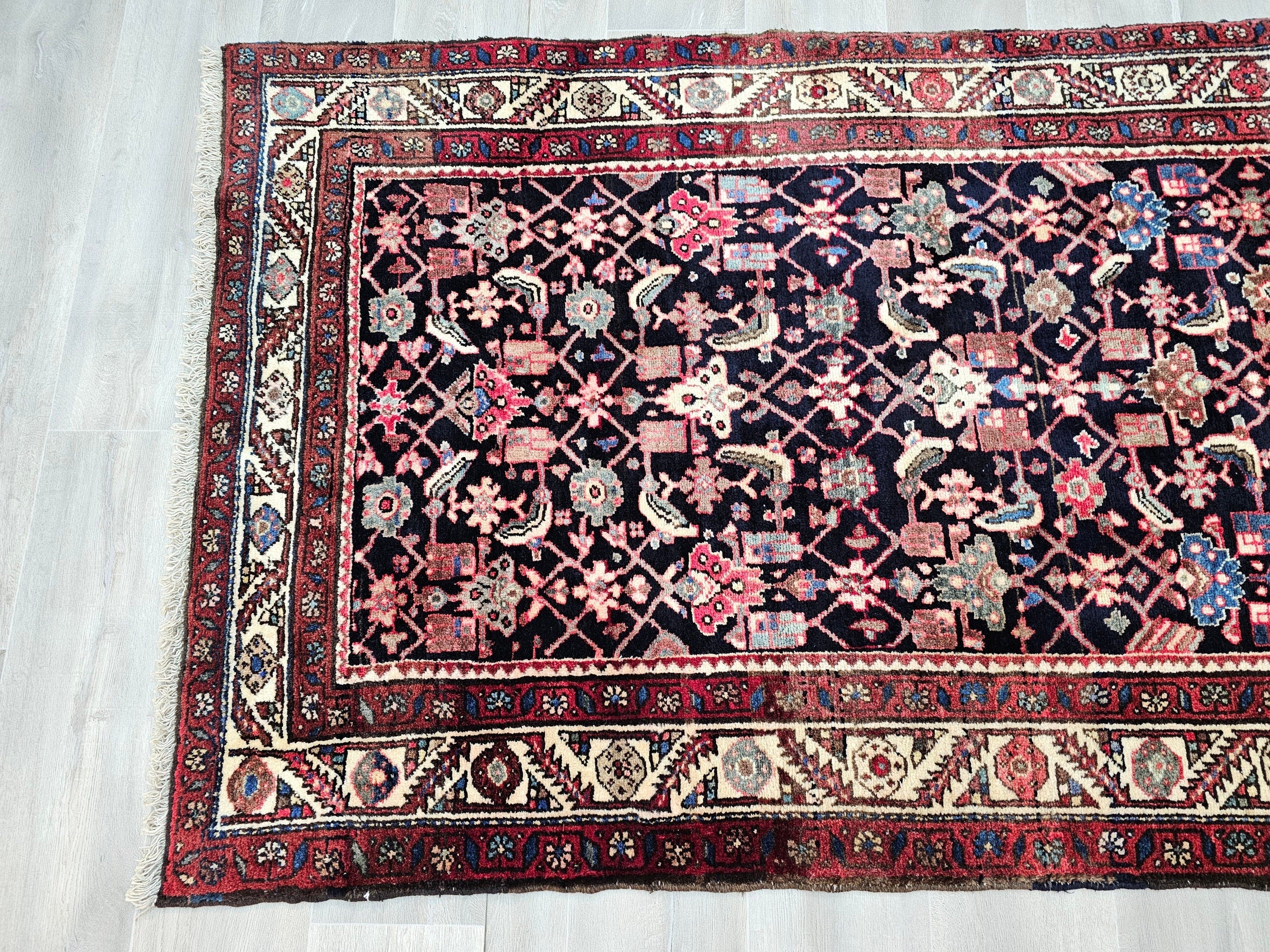 Hand Knotted Wool Runner Rug: Vintage Turkish Hallway Rug (3.70x10 feet)