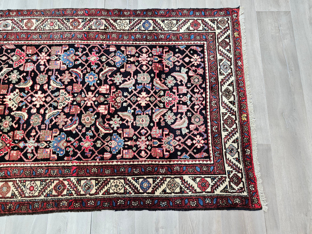 Hand Knotted Wool Runner Rug: Vintage Turkish Hallway Rug (3.70x10 feet)