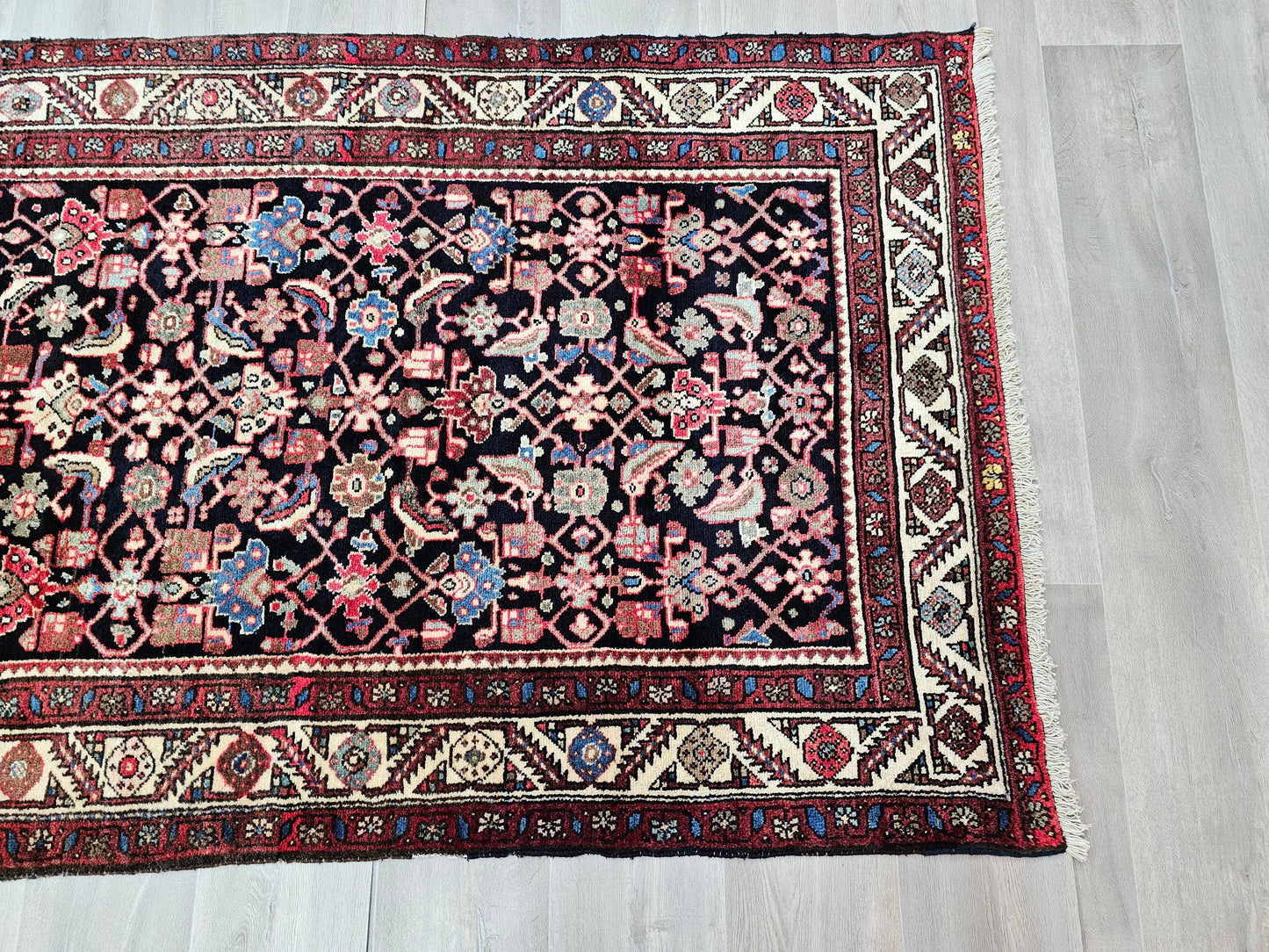 4x10 Hand Knotted Wool Vintage Runner Rug - Authentic Turkish Runner Rug - Wide Hallway Runner - Boho Runner //3.70x10 feet