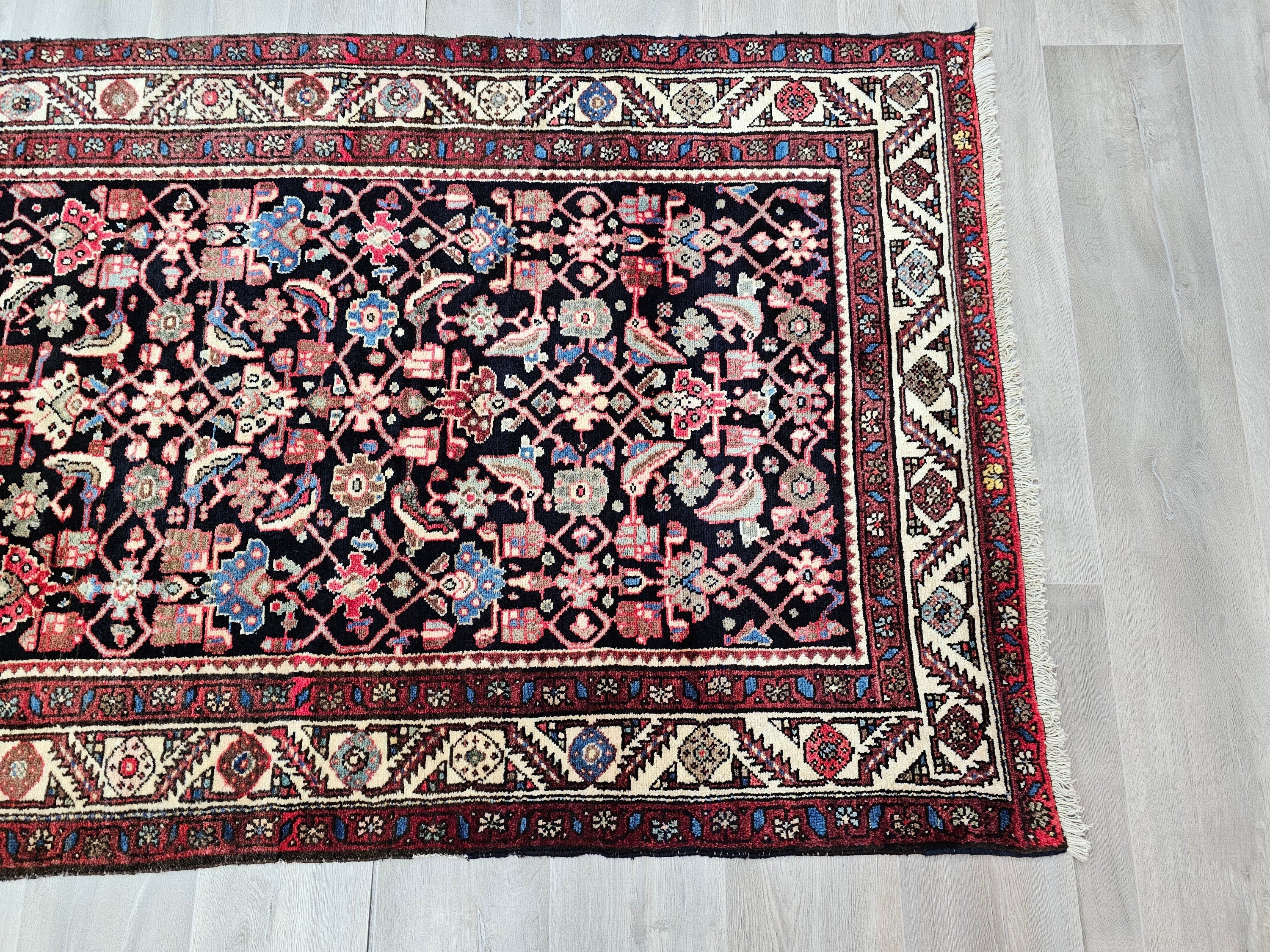 Hand Knotted Wool Runner Rug: Vintage Turkish Hallway Rug (3.70x10 feet)