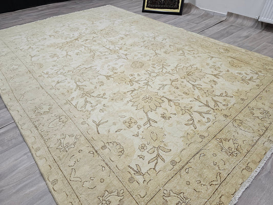 8x11 Neutral Mahal Rug Vintage Hand Knotted