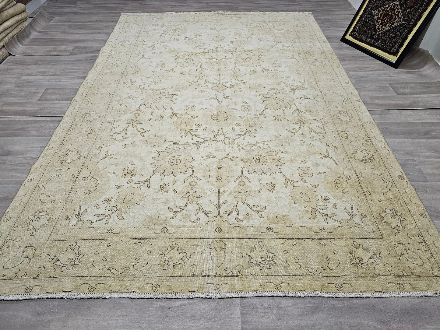 8x11 Neutral Mahal Rug Vintage Hand Knotted