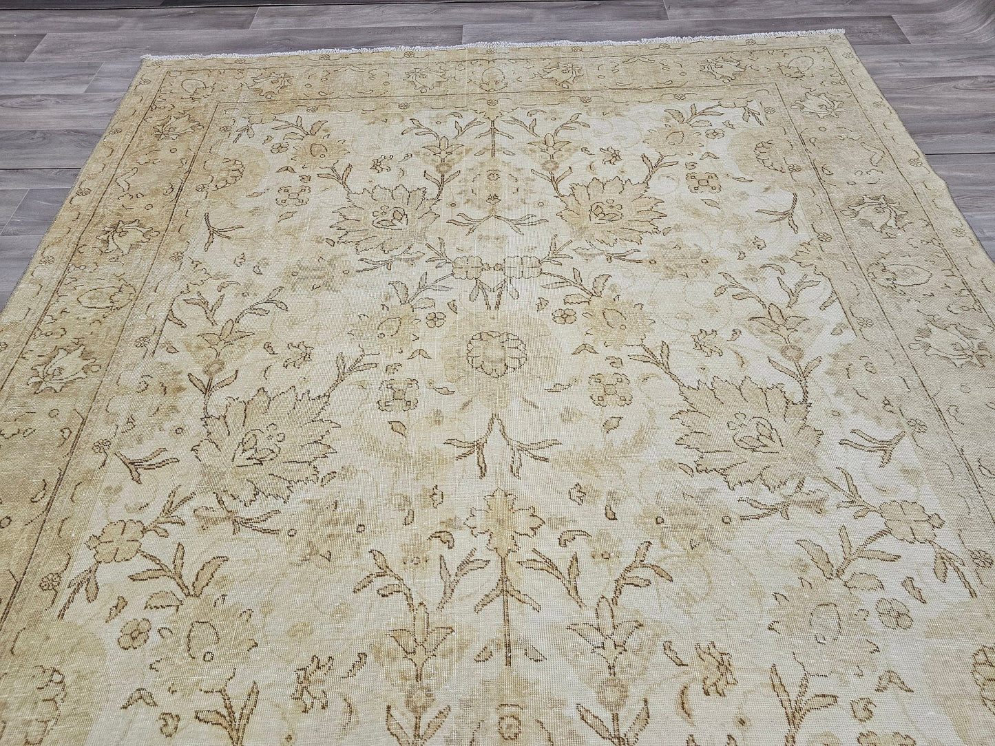 8x11 Neutral Mahal Rug Vintage Hand Knotted