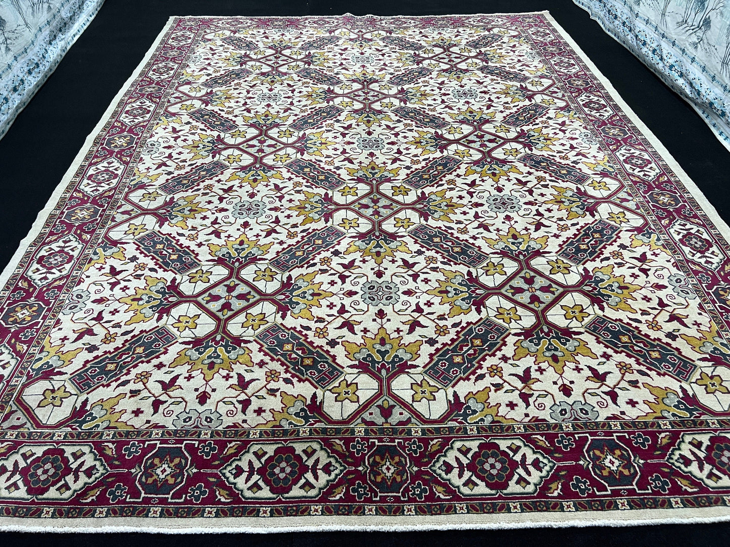 9x11.5 Hand Knotted Traditional Wool Turkish Rug Colorful