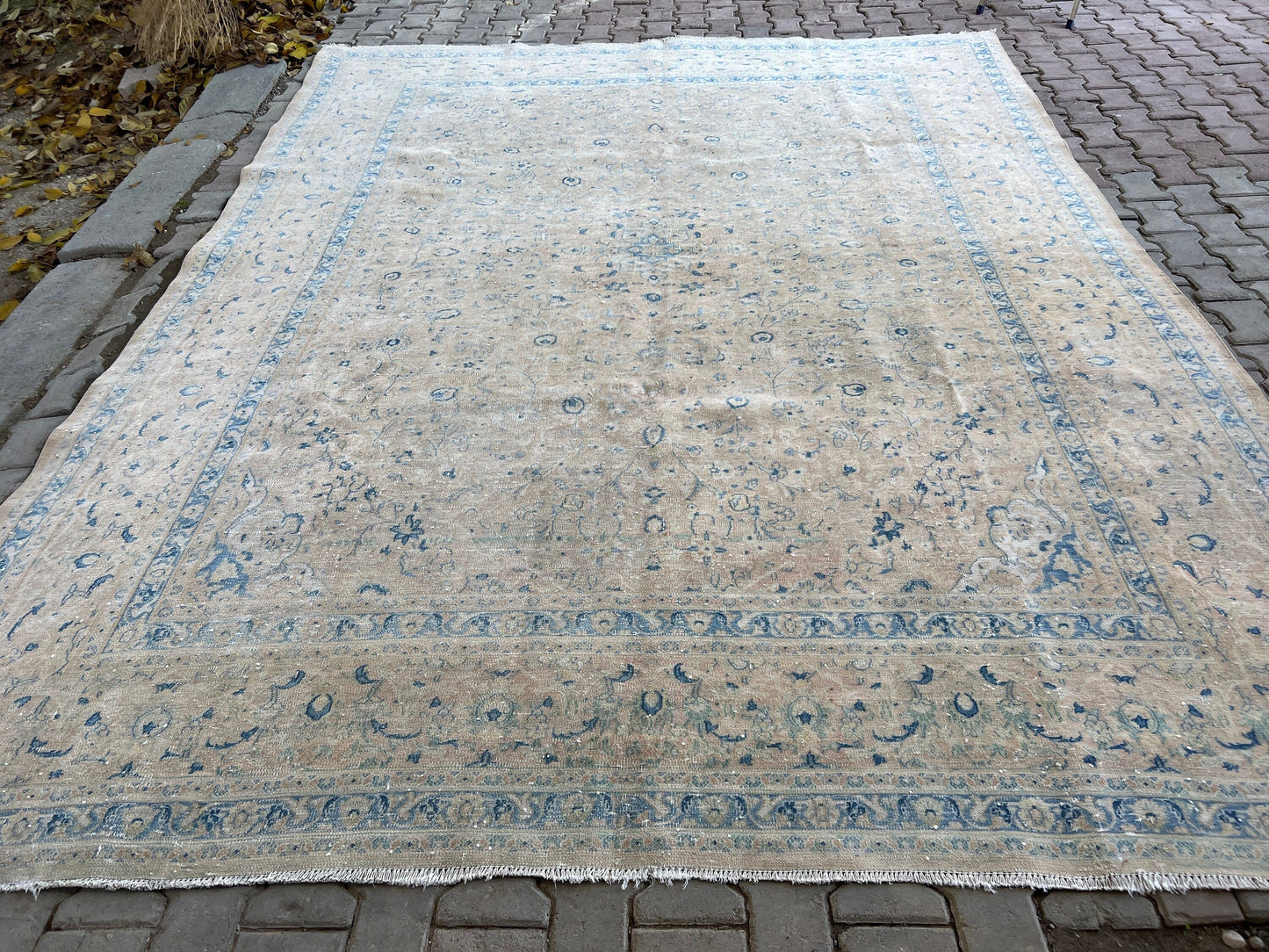 Large Vintage Rug / Handmade Muted Turkish Rug //9.35x12.35 feet