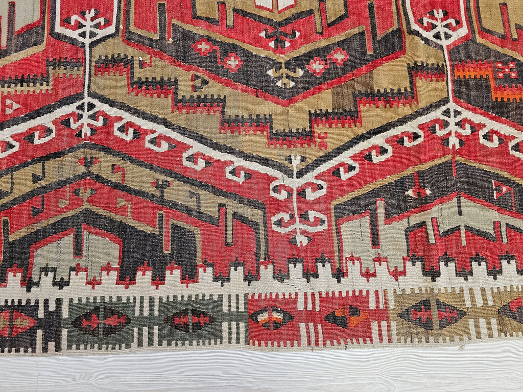 5x11 ft Vintage Turkish Kilim Rug: Handmade Wool Oushak Rug