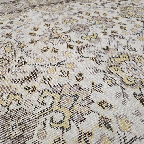 5x8 Oushak Vintage Cream Floral Design Wool Turkish Rug - Handmade Wool Oushak Carpet // 5.35x8.30 feet